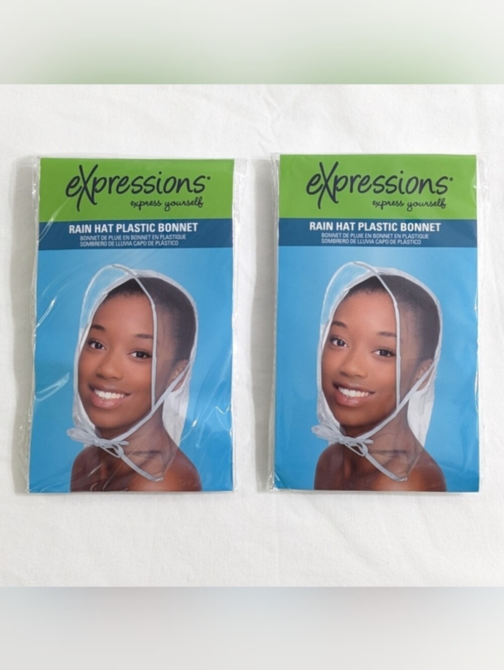 Expressions Rain Hat Plastic Bonnet, Bundle of 2,NEW, Clear Waterproof  Bonnet